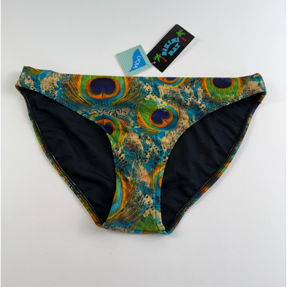 Bikini Bay Basic Peacock Pattern Bikini Bottom Multicolor Size 16 NWT